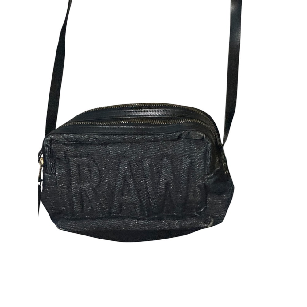 G-Star RAW Black Denim Crossbody Bag Embossed Logo Utility Camera Bag